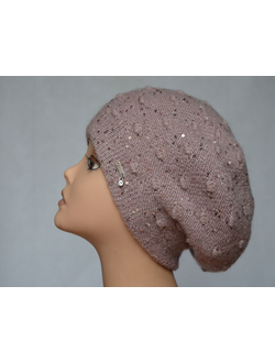 Розовый вязаный женский берет Визио фото итальянских шапок и беретов Vizio Collezione