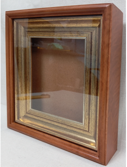 Киот "Антик" деревянный с багетной рамой "под золото" для иконы формата 13х16см