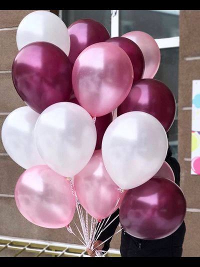 10 шаров Бургундия розовый белый