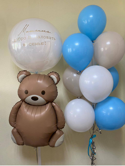 Композиция шаров на выписку мальчику