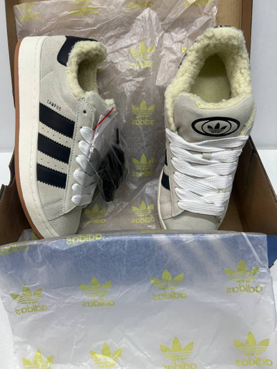 Adidas Campus 00s Crystal White Core Black с мехом