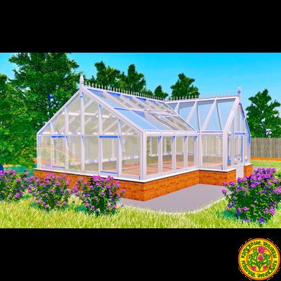 Зимняя английская теплица с холлом АГАТА размером 5500 х 11000 мм