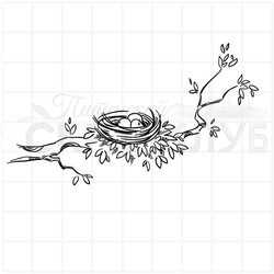 Штамп гнездо на ветке