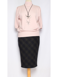 ЮБКА КЛАССИКА "СРЕДНЯЯ ДРАП ЗАУЖЕННАЯ" серая р.44