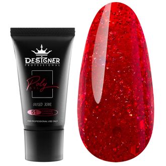 ПОЛИГЕЛЬ ДЛЯ НОГТЕЙ DESIGNER (diamond dark red N51) 30мл.-------- POLIGEL PENTRU UNGHII 30ml