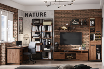 Композиция гостиной NATURE (НАТУРА) Дуб табачный Craft-Черный
