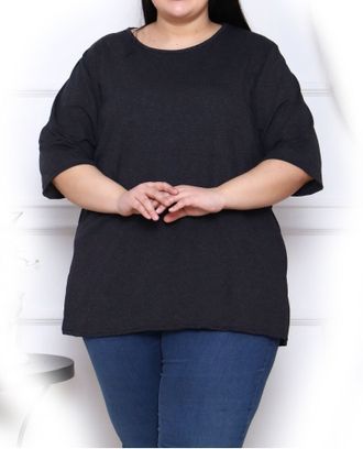 Женская футболка больших размеров из хлопка арт. 14952372-7 (цвет черный) Размеры 66-78