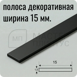 Декоративная алюминиевая полоса 15 мм. черный матовый