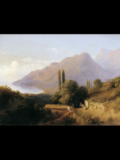 Картина обогреватель, репродукция Льва Лагорио Крымский пейзаж