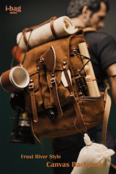 Рюкзак с аксессуарами для кемпинга (для коллекционных фигур 30 см) масштаб 1/6  Frost River Style Canvas Camping backpack (i-b001A) - i-bag