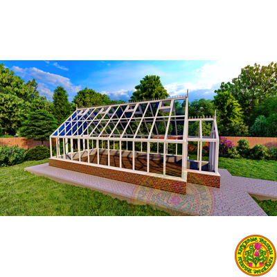 Базовая комплектация теплицы в английском стиле с холлом из стекала и алюминия СКАРЛЕТТ SL 8000 х 4000 мм