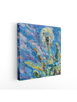 Печатная картина на деревянном подрамнике, 30*30 см."Одуванчик"