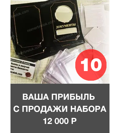 Комплект. «ДЕСЯТЬ» обложек для автодокументов. ВСТАВКИ: СЕРЕБРО