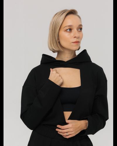 Худи с вырезом из вискозы (черный)