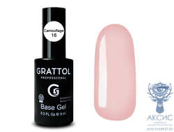 ( 9мл ) Камуфлирующая База №16  для гель-лака Grattol Rubber Base