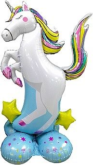 Шар 3D (50&#039;&#039;/127 см) Фигура на подставке, Радужный единорог, 1 шт. в уп.