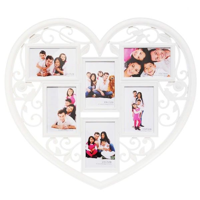 Фотоколлаж на 6 фото Сердце ажурное белое