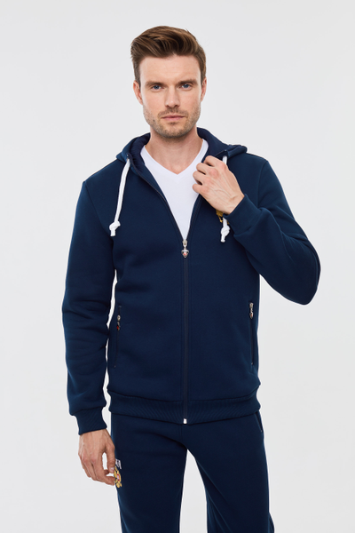 Теплый спортивный костюм мужской  12SKM-1028 (темно-синий)