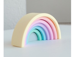 Пирамидка - прорезыватель из пищевого силикона Радуга пастельная
