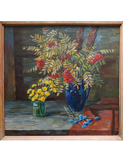 "Натюрморт с рябиной" холст масло Латышев М.И. 1991 год