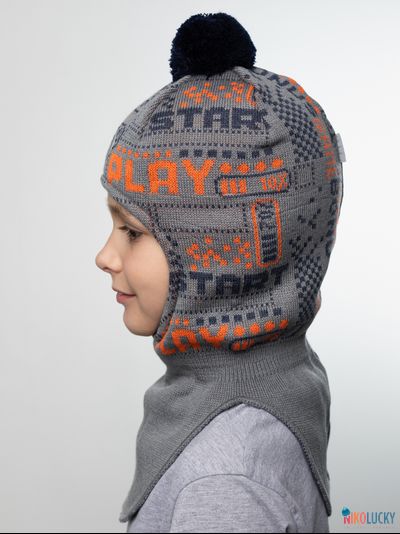 Шапка-шлем  21202-06, цвет темно-серый, оранжевый, р. 48-50