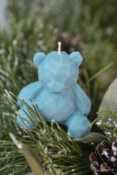 Свеча "Мишка геометрия" Бирюза