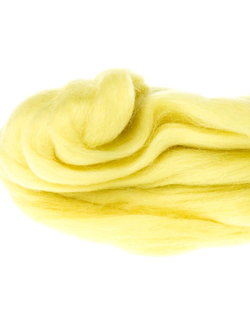 Шерсть для валяния, лента гребенная, Камтекс, полутонкая, лимон (030), 50г