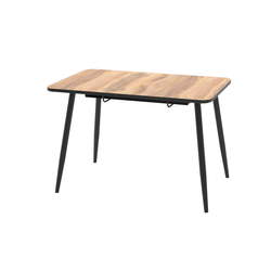 Стол раздвижной Турин 1100/700/400  (бабочка) прямые углы,Индийское  дерево,черные опоры