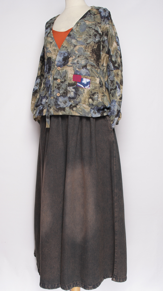 Блуза-жакет лён "ЛЕТУЧАЯ МЫШЬ" голубая до р.54