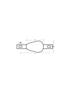 Алюминиевый каплевидный анод Tecnoseal 00351-1AL 135x87x35мм с болтовым креплением 250x25x5мм
