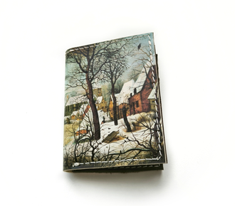 Картхолдер-книжка с шестью отделениями с принтом по мотивам картины Питера Брейгеля старшего "Зимний пейзаж с конькобежцами и ловушкой для птиц"