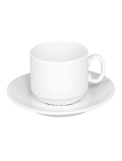 Кофейная пара Мокко белая фарфор, чашка 100мл блюдце d-10см (6С1627Ф34)