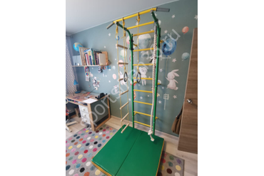 ДСК-12.С "Атлет-2", ступеньки ПВХ, цвет зеленый, Мат гимнастический сине-жёлто-зелёный 1,0х1,0х0,1 м складной