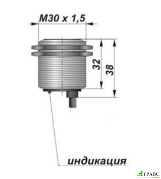 Индуктивный датчик цилиндрический с резьбой И29-NC-NPN (М30х1,5)