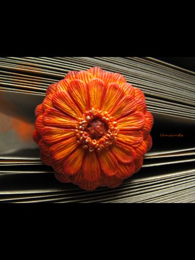 Необычное кольцо-цветок &quot;Мандариновая Календула&quot;. Кольцо-календула