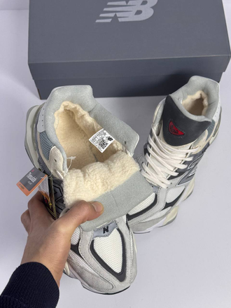 New Balance 9060 Light Grey с мехом