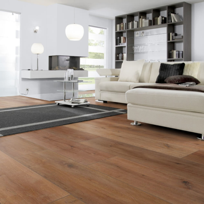 Биополы Wineo PURLINE 1000 wood XL Дуб Рустик Нуга PL315R в интерьере гостиной