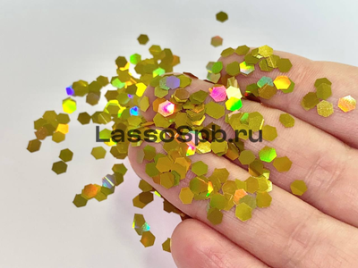 Глиттер Желтое Золото Голография 4 мм вес 1 кг