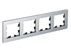 Рамка 4 поста металл серебро, серия AtlasDesign