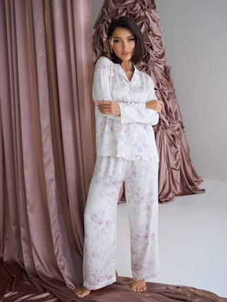 Пижама в стиле известного бренда в сиреневый цветок