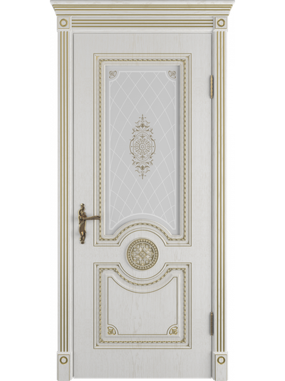 VFD. GRETA/ BIANCO CLASSIC PG. ГРЕТА/ БЬЯНКО КЛАССИК-ПАТИНА ЗОЛОТО. ПОЛОТНО ОСТЕКЛЕННОЕ