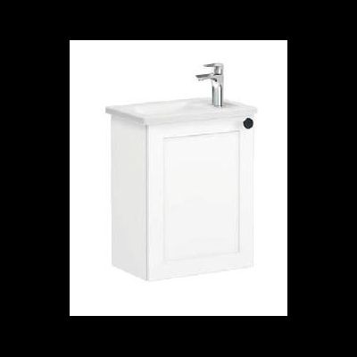 Модуль с квадратной раковиной, Vitra Root Classic, 45 см, с дверцей, матовый белый, левосторонний, 68603