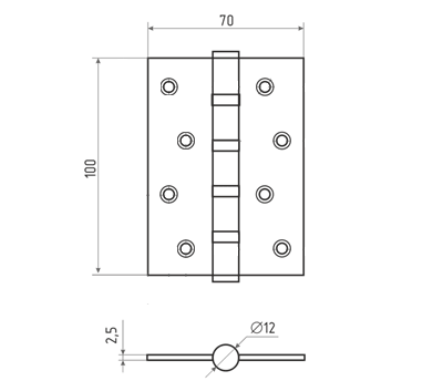 Петля стальная Rucetti универсальная RS 100X70X2.5-4BB OMB Цвет - Старая матовая бронза