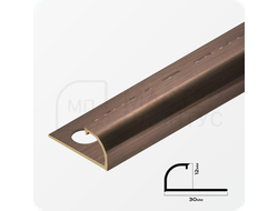 Профиль для плитки С-образный латунный 12 мм NEEXY PVL18-04 ANTBL Антик бронза светлая 2.7 м