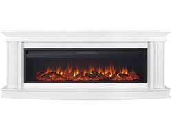 Линейный электрокамин Rome белый с очагом Vision 60 LOG LED