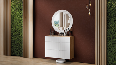 Композиция Прихожей ХИЛТОН Дуб Крафт золотой/Белый матовый