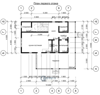 ДЖ-13 ГАБАРИТНЫЕ РАЗМЕРЫ: (9Х10,4М) 1,5 ЭТАЖА, ОБЩАЯ ПЛОЩАДЬ: 147.3М²