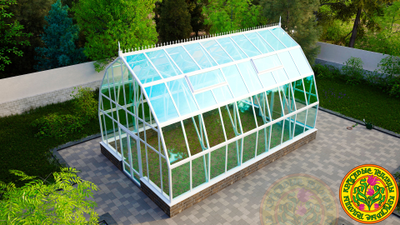 Теплицы из стекла и алюминия “Леонардо” шикарный размер от производителя теплиц Красивые теплицы