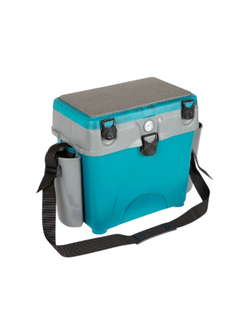 Ящик для зимней рыбалки (А-элита) А-Box (с термометром) бирюзово-серый
