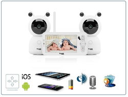 Видеоняня Ramili Baby RV100x2, монитор и 2 поворотная видеокамера, двухрежимная видеоняня, с DVR. HD